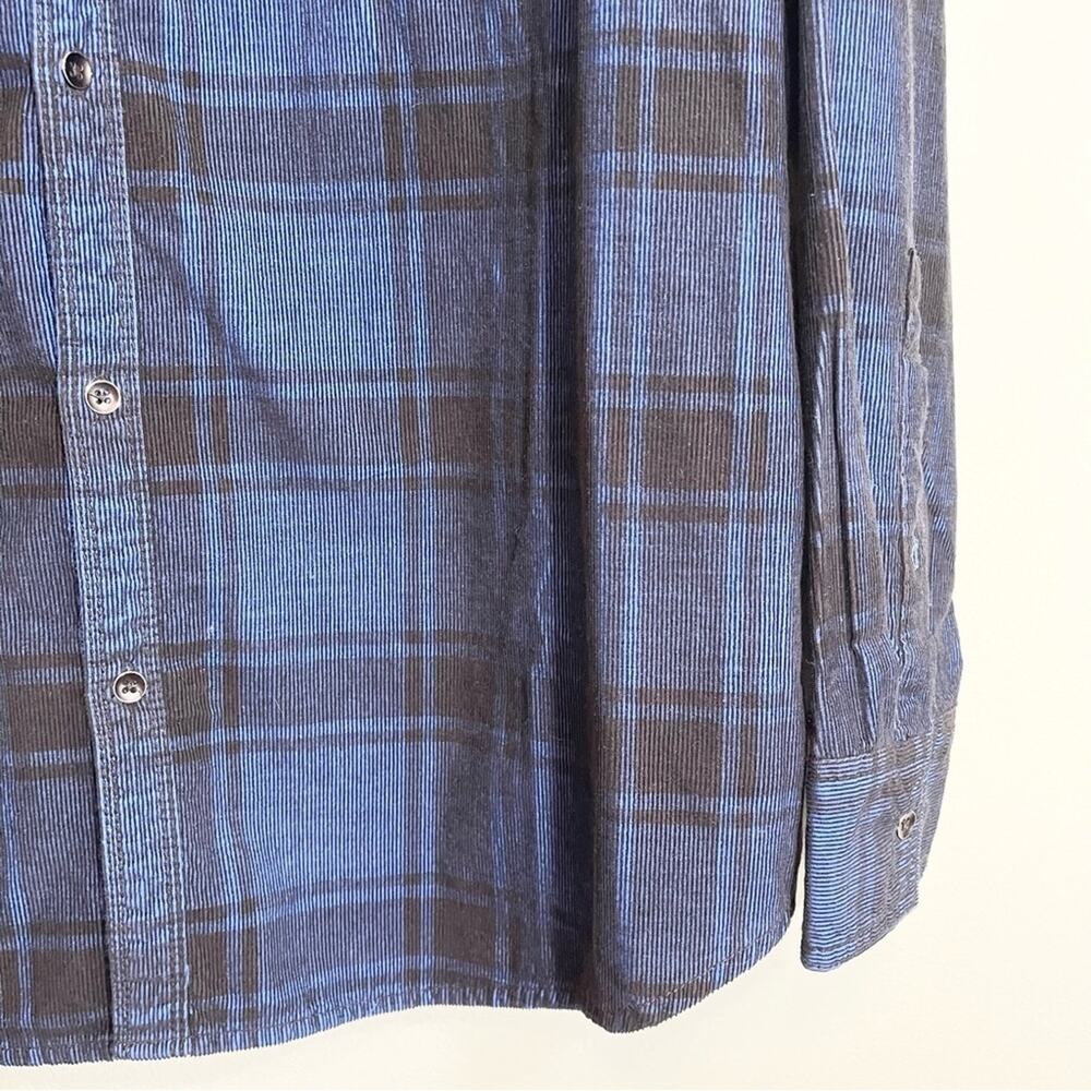 INC Men's Blue Plaid Button Down with Leather Accents Size XXL - Picture 12 of 14